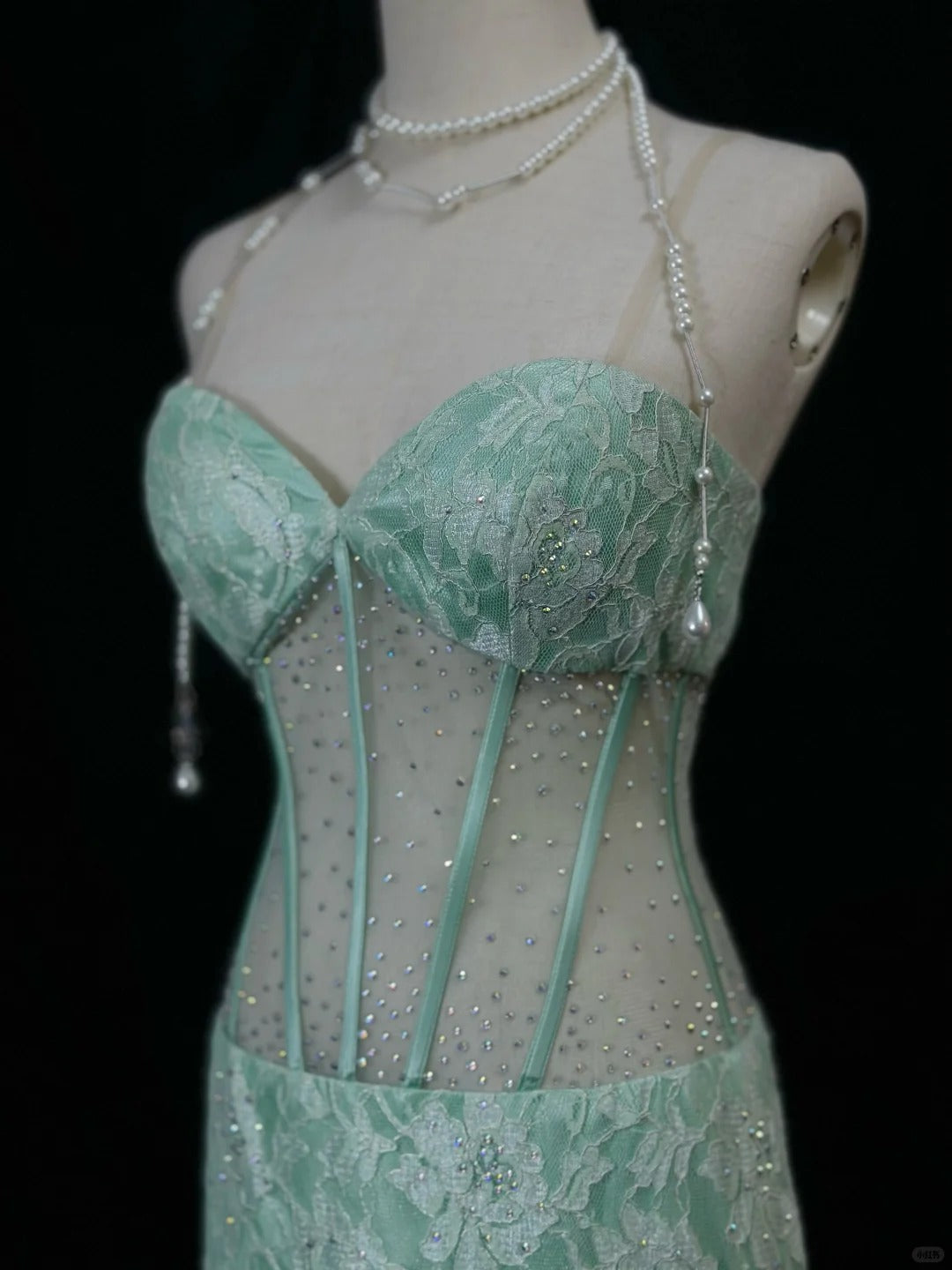 Robe de soirée élégante en tulle bleu Tiffany, décolleté en cœur, style sirène, avec appliques en dentelle, ED02563