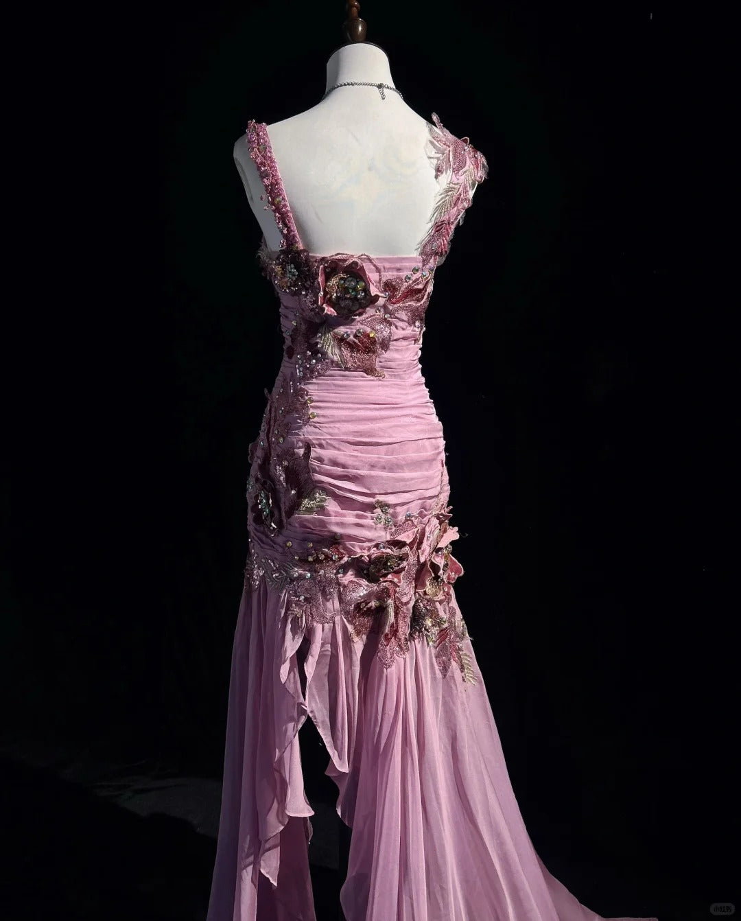 Stunning Mauve Square Neck Mermaid Chiffon Applique Long Prom Dresses Vintage Formal Evening Gowns