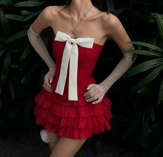 Sexy Black Strapless A-Line Satin Short Prom Dresses Homecoming Dress with Bow ED02653