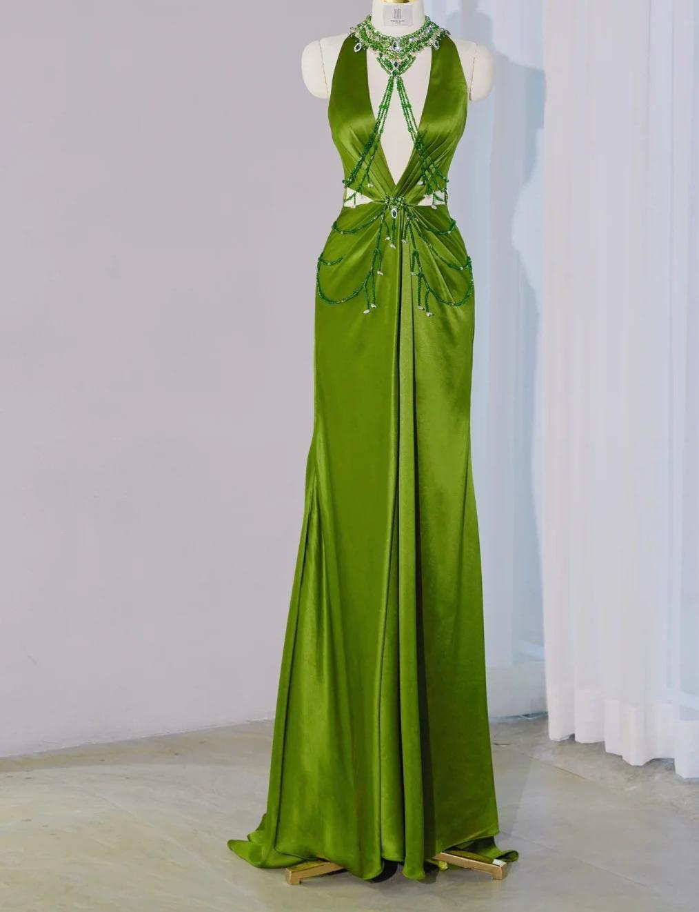 Superbe robe de soirée longue en satin fuchsia, style sirène, sans bretelles, ED02613