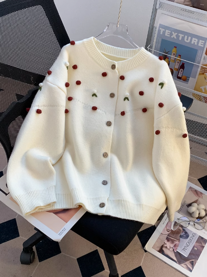 Red Christmas atmosphere loose long sleeve cardigan ED0267
