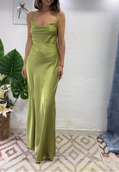 Glam Olive Green Spaghetti Straps Mermaid Satin Long Prom Dresses Formal Evening Gowns With Backless  ED02682