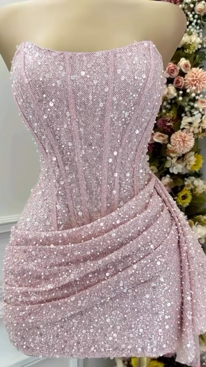 Superbe robe de soirée longue en satin fuchsia, style sirène, sans bretelles, ED02613