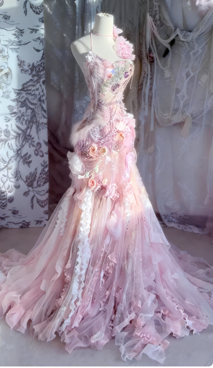 Superbe robe de soirée longue en satin fuchsia, style sirène, sans bretelles, ED02613