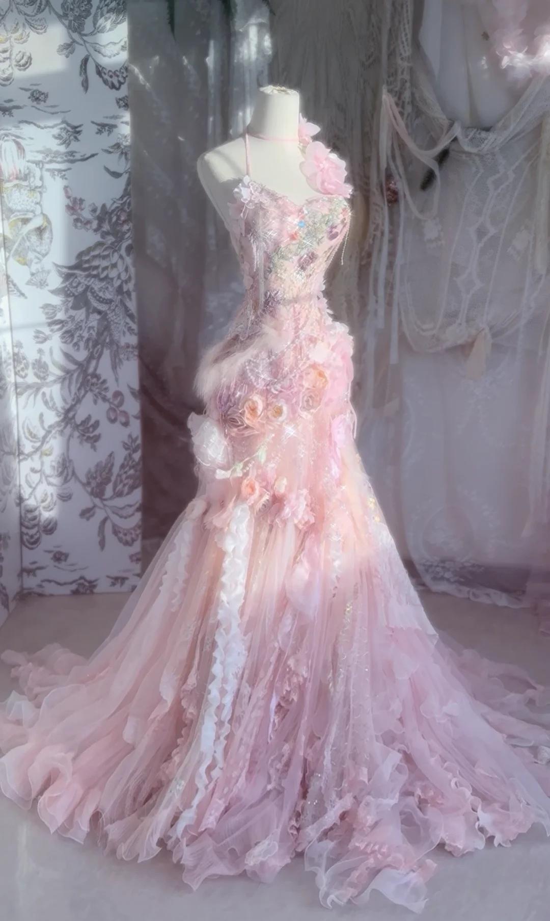 Superbe robe de soirée longue en satin fuchsia, style sirène, sans bretelles, ED02613