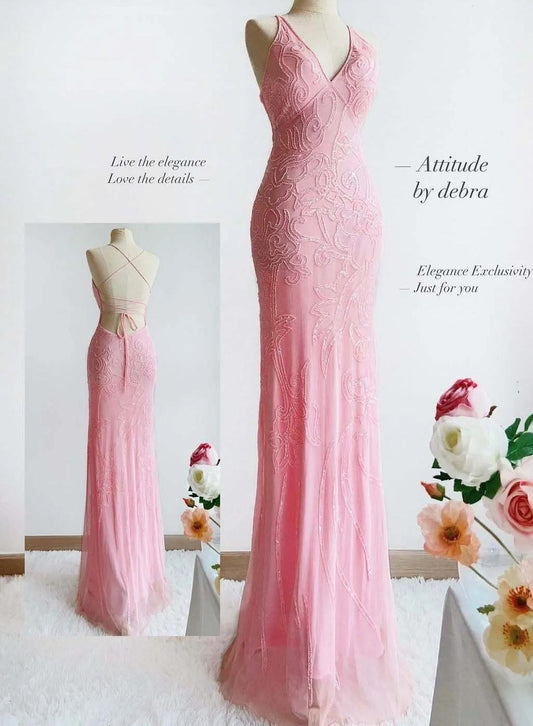 Superbe robe de soirée longue en satin fuchsia, style sirène, sans bretelles, ED02613