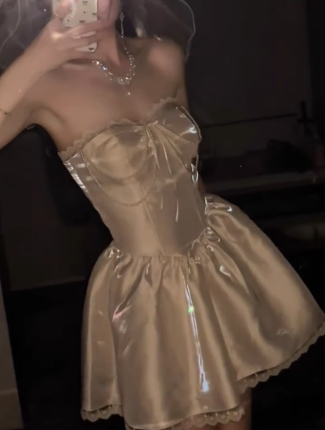 Superbe robe de soirée longue en satin fuchsia, style sirène, sans bretelles, ED02613