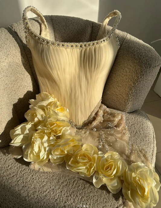 Fashion Butter Yellow Square Neck Bodycon Beaded Tulle Short Prom Dresses Gorgeous Homecoming Dresses ED02741