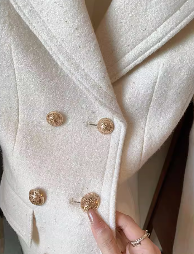 Weißer Anzugrock aus dicker Wolle im Chanel-Stil ED0274