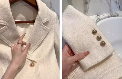 Weißer Anzugrock aus dicker Wolle im Chanel-Stil ED0274