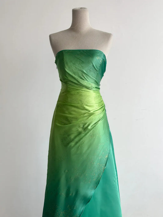 Superbe robe de soirée longue en satin fuchsia, style sirène, sans bretelles, ED02613