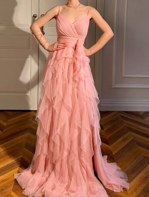 Superbe robe de soirée longue en satin fuchsia, style sirène, sans bretelles, ED02613