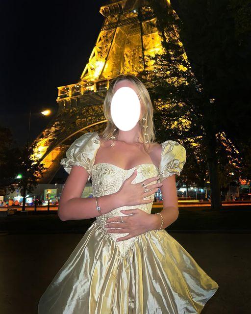 Elegant Yellow Square Neck A-Line Satin Homecoming Dresses Short Sleeves Prom Dresses ED02770