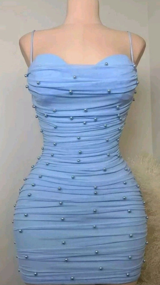 Sweet Mint Green Spaghetti Straps Bodycon Beaded Chiffon Short Prom Dresses Homecoming Dresses ED02777