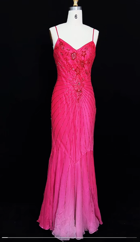 Superbe robe de soirée longue en satin fuchsia, style sirène, sans bretelles, ED02613