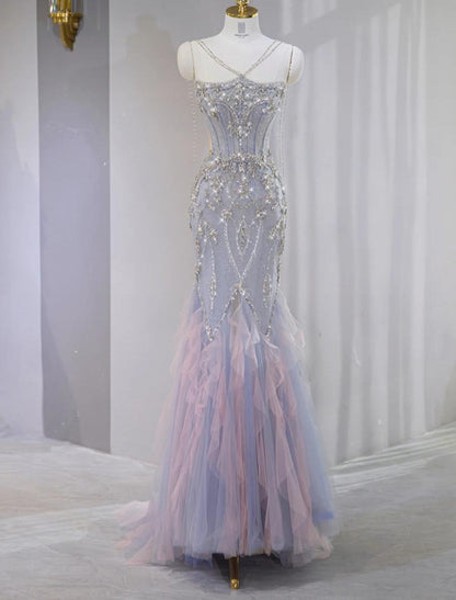 Superbe robe de soirée longue en satin fuchsia, style sirène, sans bretelles, ED02613