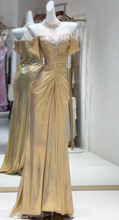 Superbe robe de soirée longue en satin fuchsia, style sirène, sans bretelles, ED02613