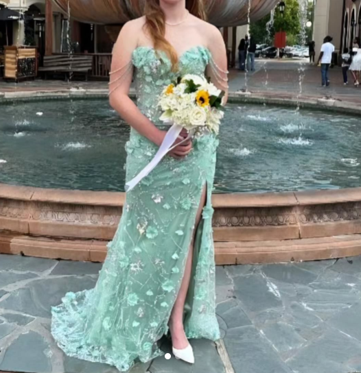 Fairy Green Off-the-shoulder Mermaid Tulle Beaded Long Prom Dresses Appliques Wedding Guest Dress Formal Dress ED02814