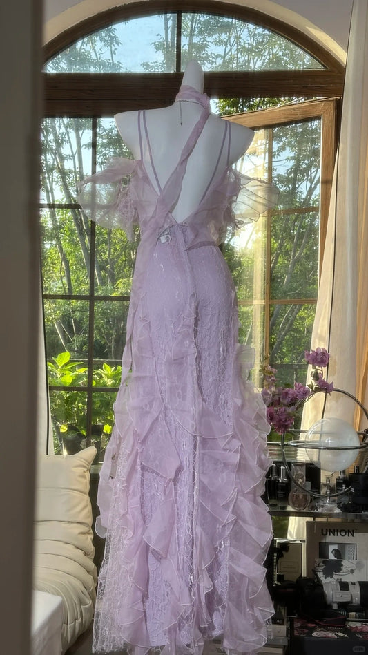 Superbe robe de soirée longue en satin fuchsia, style sirène, sans bretelles, ED02613