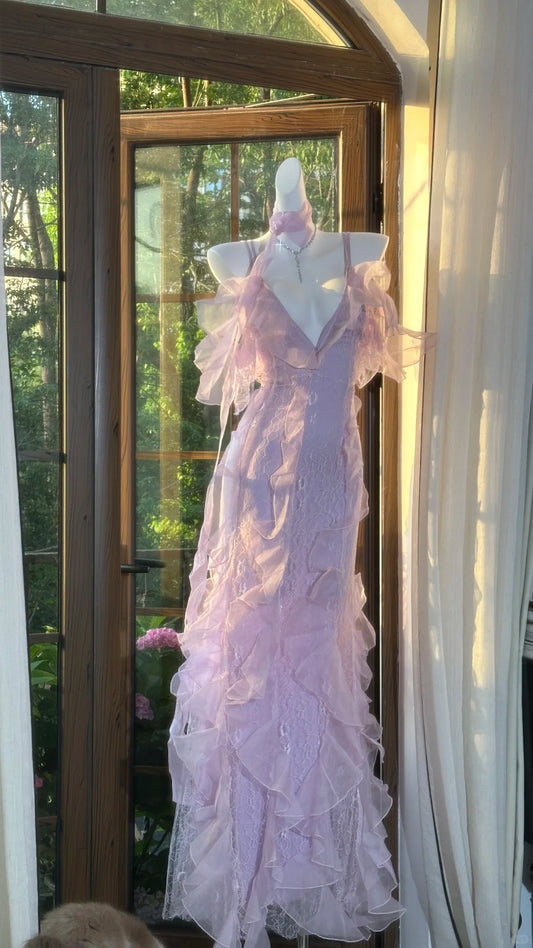 Superbe robe de soirée longue en satin fuchsia, style sirène, sans bretelles, ED02613