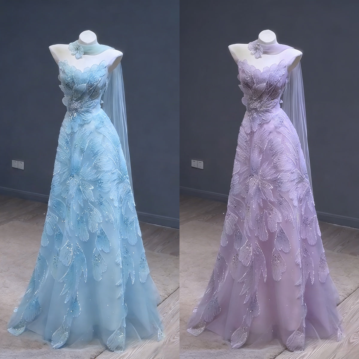 Fairytale Strapless Green A-Line Birthday Dress Tulle Long Prom Dresses Elegant Evening Gowns with Beading ED02839