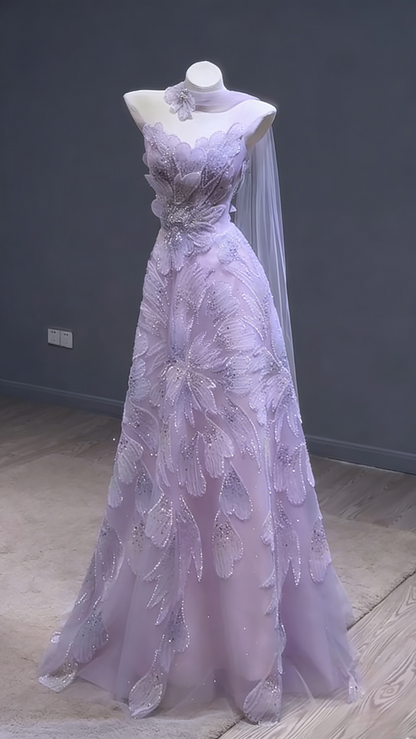 Fairytale Strapless Green A-Line Birthday Dress Tulle Long Prom Dresses Elegant Evening Gowns with Beading ED02839