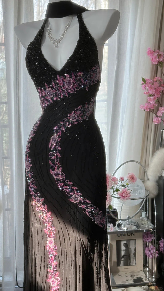 Superbe robe de soirée longue en satin fuchsia, style sirène, sans bretelles, ED02613
