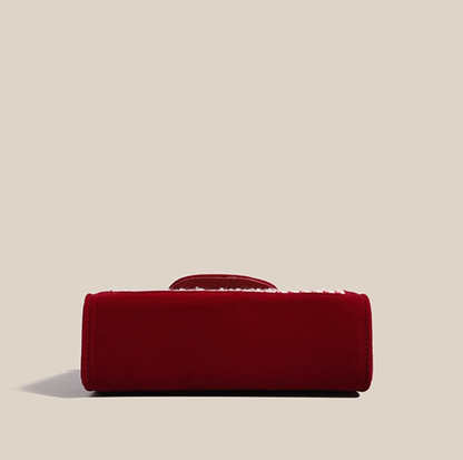 Sac à main bandoulière pied-de-poule rouge ED0290