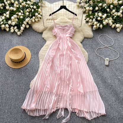 Sweetheart Pink Spaghetti Straps Sheath Chiffon Dress Cocktail Party Dress ED02924