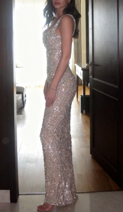 Stunning Champagne Square Neck Mermaid Sequin Beading Long Prom Dresses Fashion Formal Evening Gowns ED02930