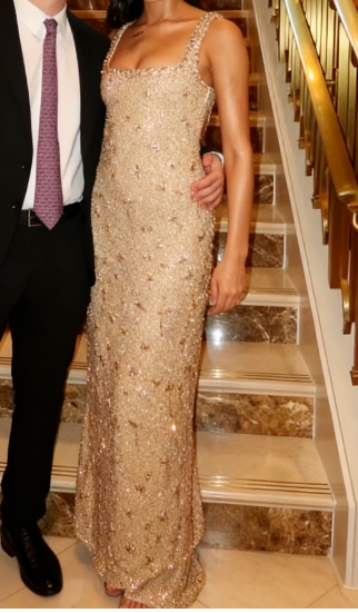 Stunning Champagne Square Neck Mermaid Sequin Beading Long Prom Dresses Fashion Formal Evening Gowns ED02930