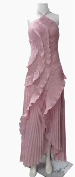 Elegant Purple Halter A-Line Chiffon Ruffles Long Prom Dresses Birthday Party Dress