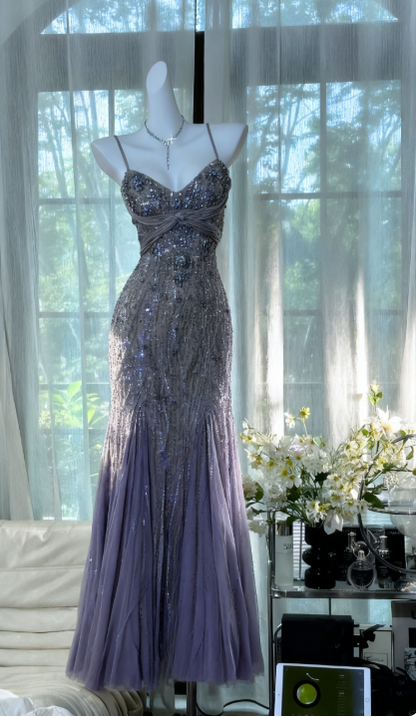 Olive Green Evening Dressses Vintage Spaghetti Straps Mermaid Tulle Beading Long Stunning Prom Dresses Elegant Formal Dresses ED02932