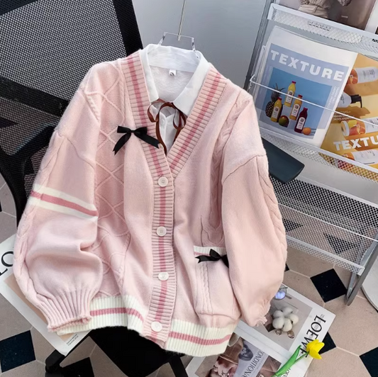 Sweet preppy bow cardigan sweater ED0294