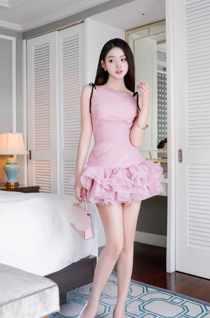 Superbe robe de soirée longue en satin fuchsia, style sirène, sans bretelles, ED02613