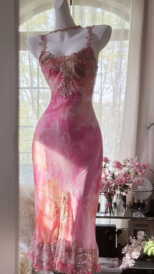 Superbe robe de soirée longue en satin fuchsia, style sirène, sans bretelles, ED02613