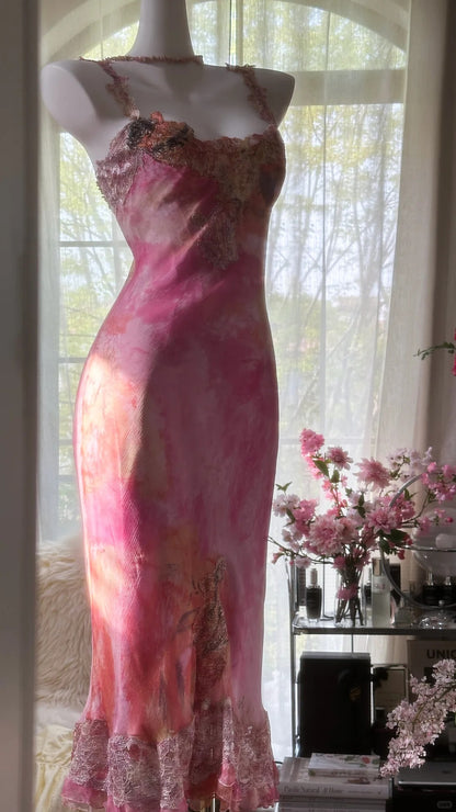 Superbe robe de soirée longue en satin fuchsia, style sirène, sans bretelles, ED02613