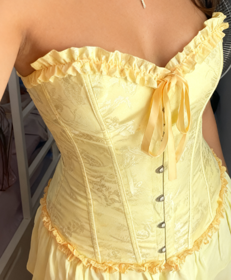 Sweet Yellow Strapless Bodycon Chiffon Satin Short Party Dress Fashion Homecoming Dress ED03127