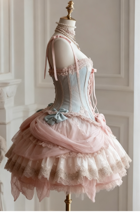 Gorgeous Pink Spaghetti Straps Tulle Lace Lolita Dresses Sleeveless Short Prom Dress Sweet Birthday Dress ED03177