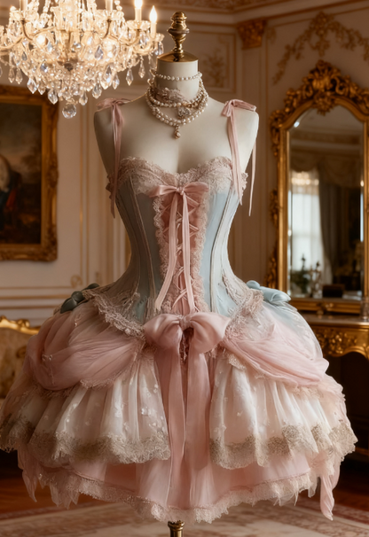 Gorgeous Pink Spaghetti Straps Tulle Lace Lolita Dresses Sleeveless Short Prom Dress Sweet Birthday Dress ED03177