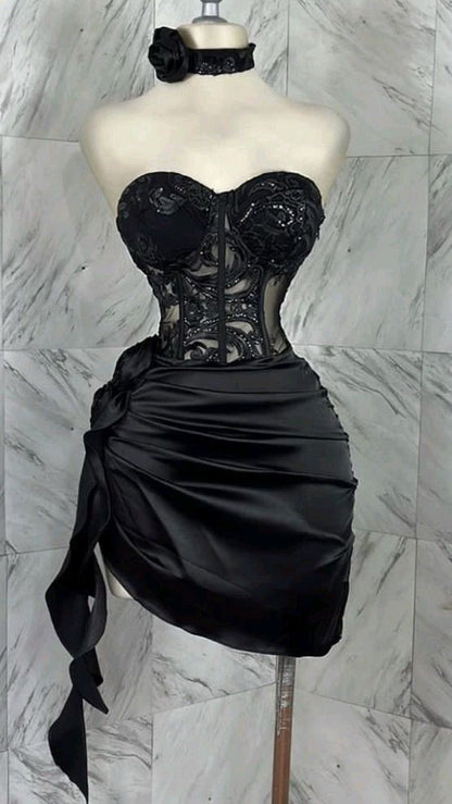 Wunderschönes dunkelolivgrünes herzförmiger Ausschnitt A-Linie Satin Tüll Kurzes Ballkleid Homecoming-Kleid ED02575