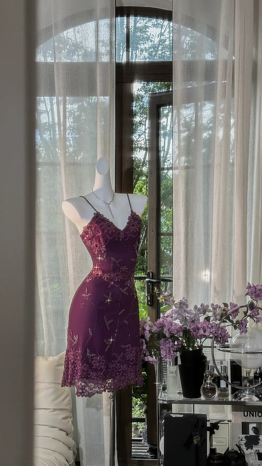 Superbe robe de soirée longue en satin fuchsia, style sirène, sans bretelles, ED02613