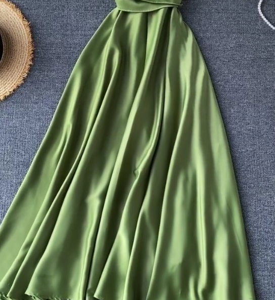 V-neck Green Formal Dresses Backless High Waist Party Dresses ED0333