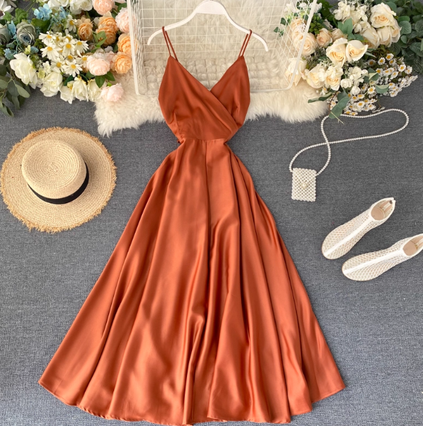 V-neck Green Formal Dresses Backless High Waist Party Dresses ED0333