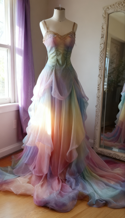 Gorgeous Colorful Spaghetti Strap A-Line Tulle Long Prom Dresses, Stunning Glitter Wedding Dresses ED03344