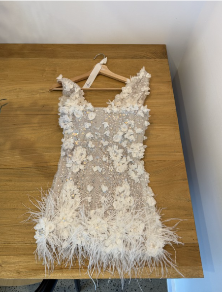 Sexy White V-neck Bodycon Beaded Applique Short Birthday Dress, Fashion Party Dress ED03409