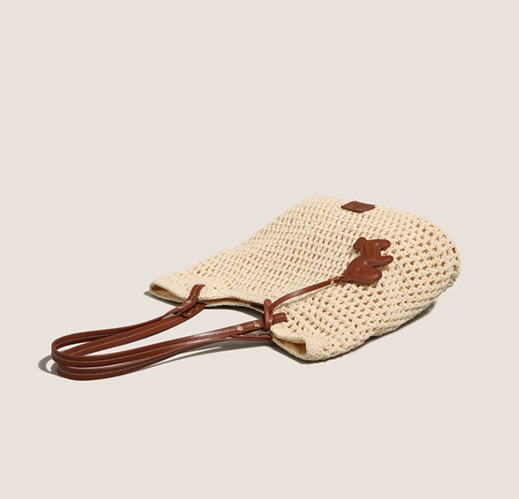 Sac fourre-tout tissé, sac à bandoulière grande capacité pour vacances à la plage, ED0343