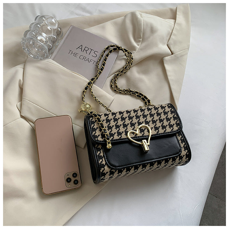 Sac à bandoulière polyvalent à motif pied-de-poule, tendance et tendance, ED0344