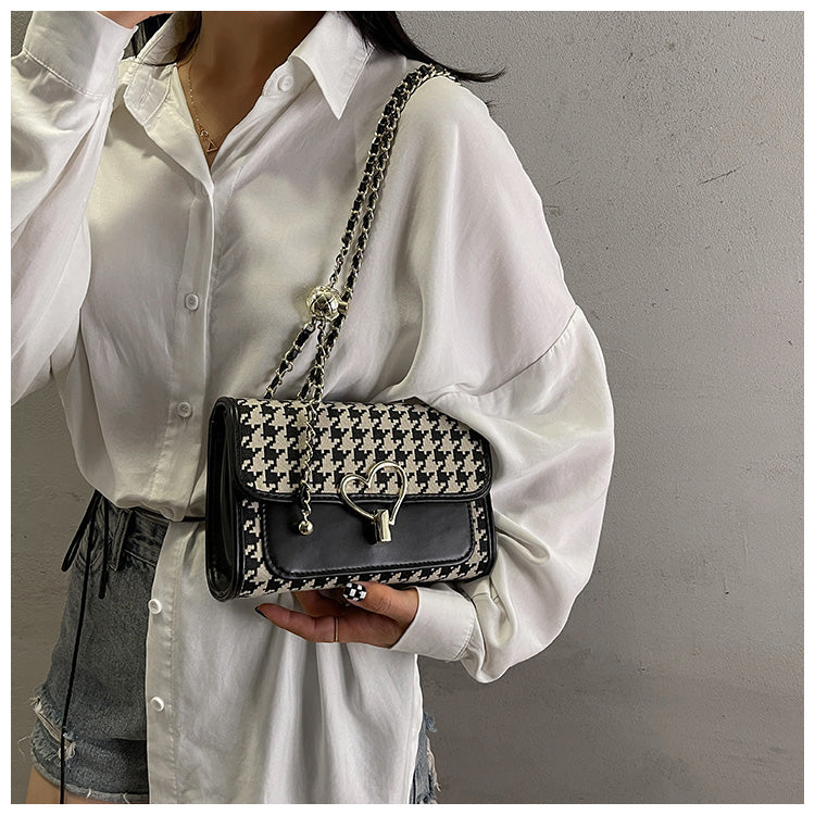Sac à bandoulière polyvalent à motif pied-de-poule, tendance et tendance, ED0344