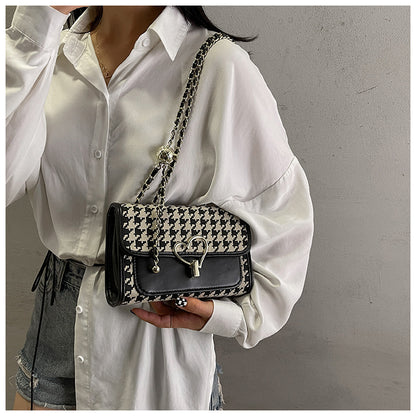 Sac à bandoulière polyvalent à motif pied-de-poule, tendance et tendance, ED0344